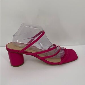 Abercrombie & Fitch strappy slide sandal shoe pink fuschia heel square toe 12